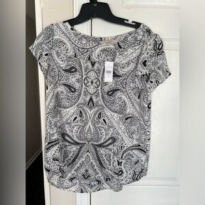 LOFT Monochrome Paisley Blouse